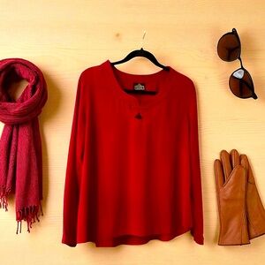 Angie Rich Red Full Length Sleeve with cuffs-elegant and sophisticated Blouse